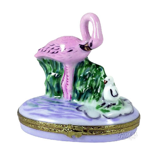 Artoria Pink Flamingo Limoges Box