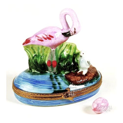 Artoria Pink Flamingo Limoges Box