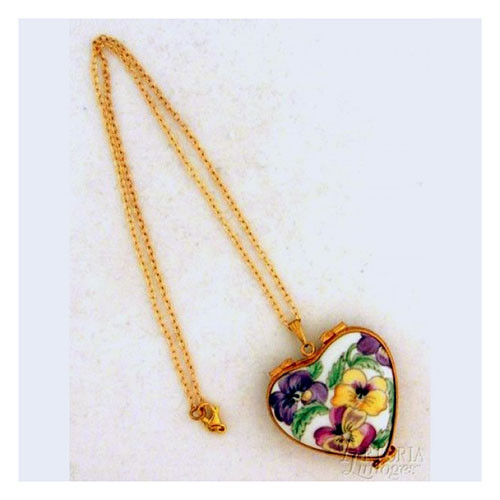 Artoria Heart Pendant: Pansy Limoges Box