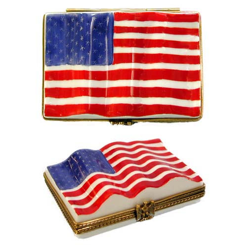 Chamart American Flag Limoges Box