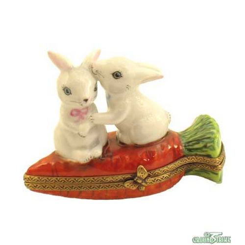 Rochard Rabbits on Carrot Limoges Box