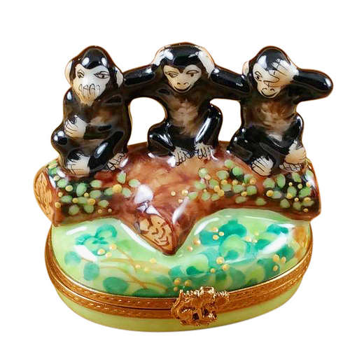 Rochard Three Monkeys Limoges Box