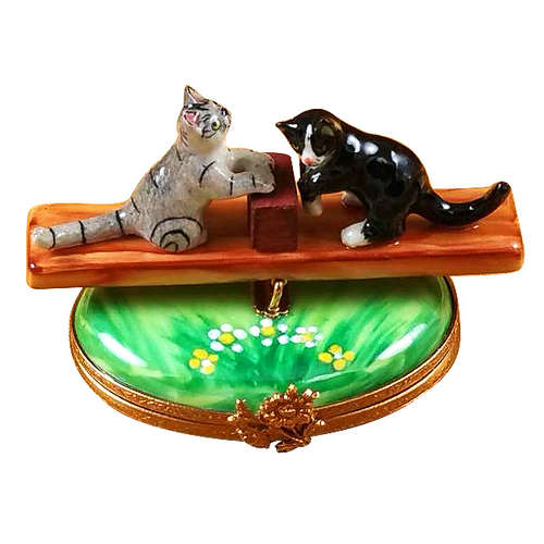 Rochard See Saw Cats Limoges Box