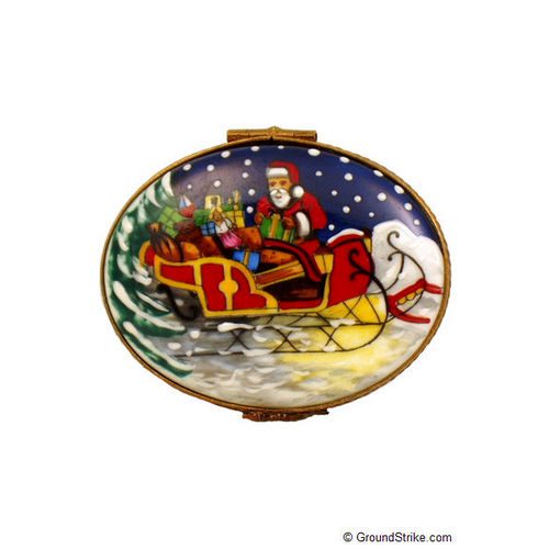 Rochard Studio Collection-Santa in Sleigh Limoges Box