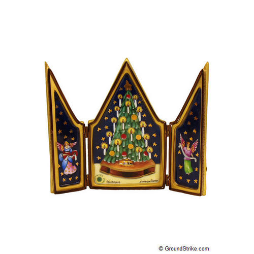 Rochard Triptych Christmas Tree Limoges Box