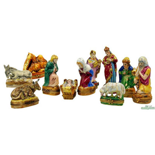 Rochard 12 Piece Nativity Set Limoges Box