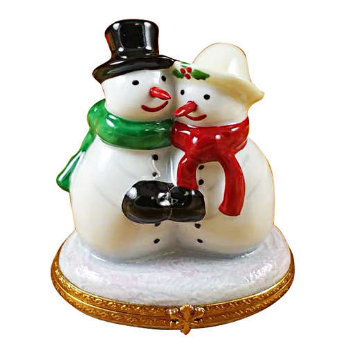 Rochard Snowman Couple Limoges Box