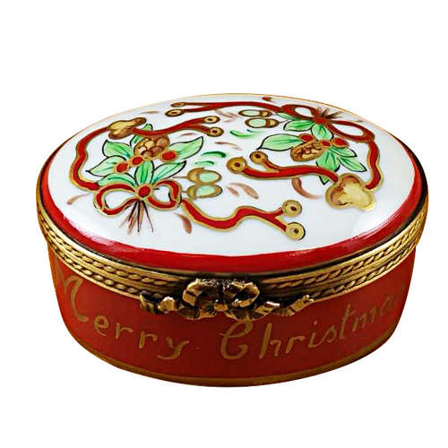 Rochard Merry Christmas Oval Limoges Box