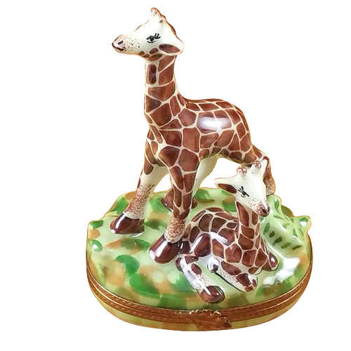 Rochard Giraffe Mom and Baby Limoges Box