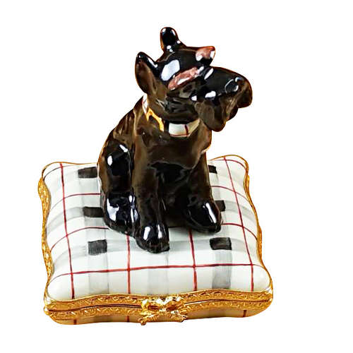 Rochard Schnauzer on Plaid Pillow Limoges Box