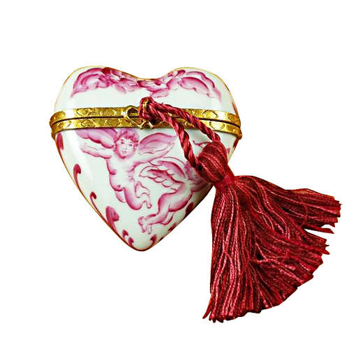 Rochard Heart Pink Angel with Tassel Limoges Box