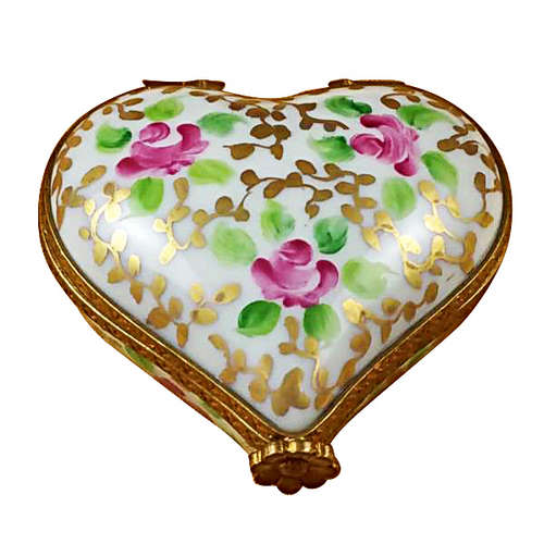 Rochard Heart Tapestry Rose Limoges Box