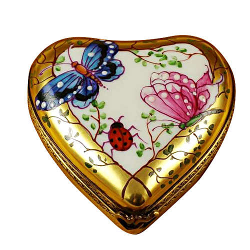 Rochard Heart-Butterfly on Gold Base Limoges Box