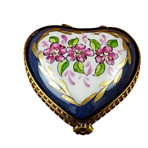 Rochard Mini Heart Roses on Blue Base Limoges Box