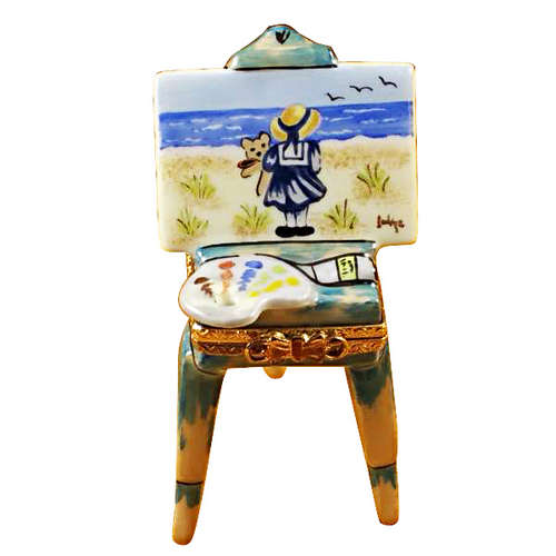 Rochard Easel with Girl and Seashore Limoges Box