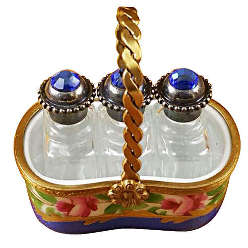 Rochard Basket with Three Perfume Bottles Limoges Box