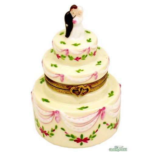 Rochard Wedding Cake with Bride and Groom Limoges Box