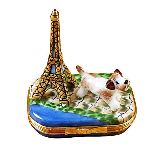 Rochard Eiffel Tower with Jack Russell Terrier Limoges Box