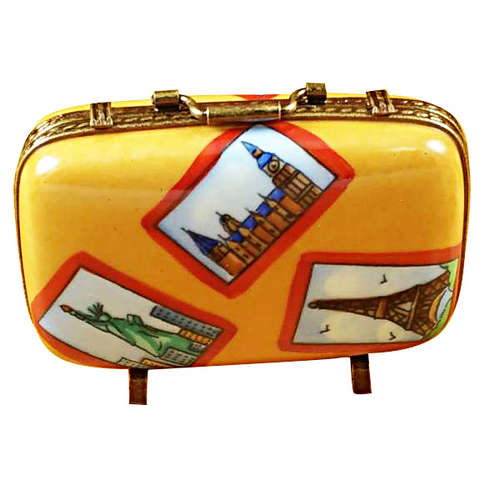 Rochard Suitcase with Large Tags Limoges Box