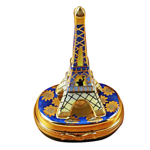 Rochard Eiffel Tower Gold on Blue Base Limoges Box