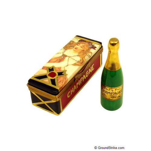 Rochard Retro Champagne Case with Bottle Limoges Box