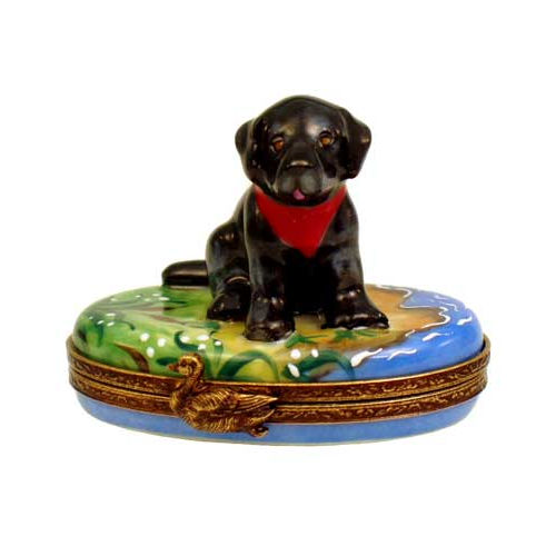 Rochard Black Labrador Puppy Limoges Box