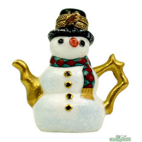 Rochard Snowman Teapot Limoges Box