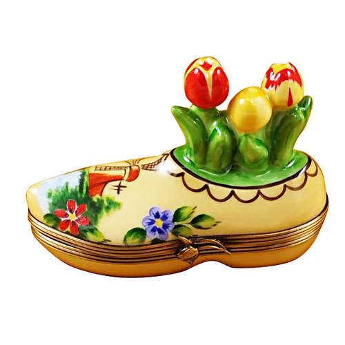 Rochard Dutch Clog with Tulips Limoges Box