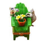 Rochard Adirondack Chair with Cat- Watering Can and Plant