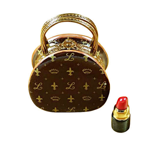 Rochard Designer Purse with Lipstick Limoges Box