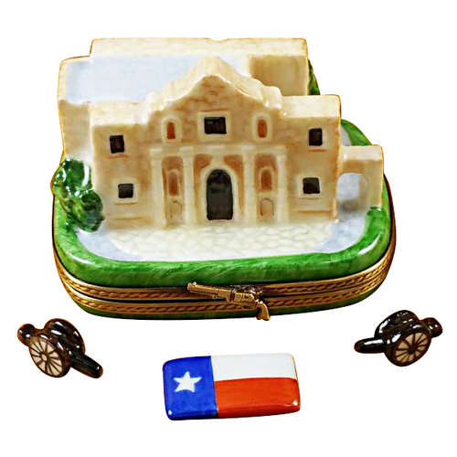 Rochard The Alamo with Cannons and Texas Flag Limoges Box