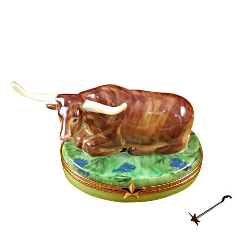 Rochard Lazy Longhorn with Star Branding Iron Limoges Box