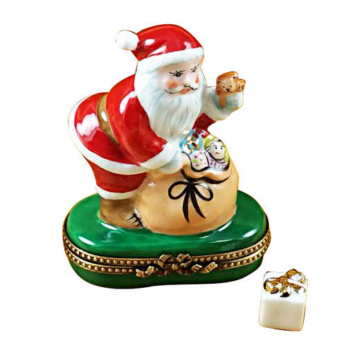 Rochard Santa with Gift Bag Limoges Box