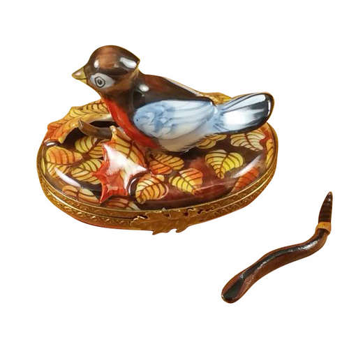 Rochard Robin with Removable Worm Limoges Box