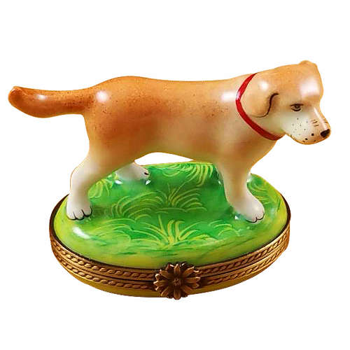 Rochard Standing Blond Labrador Limoges Box