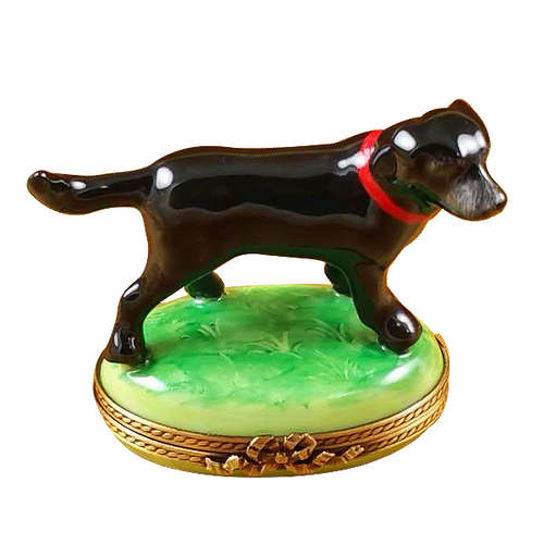 Rochard Standing Black Labrador Limoges Box