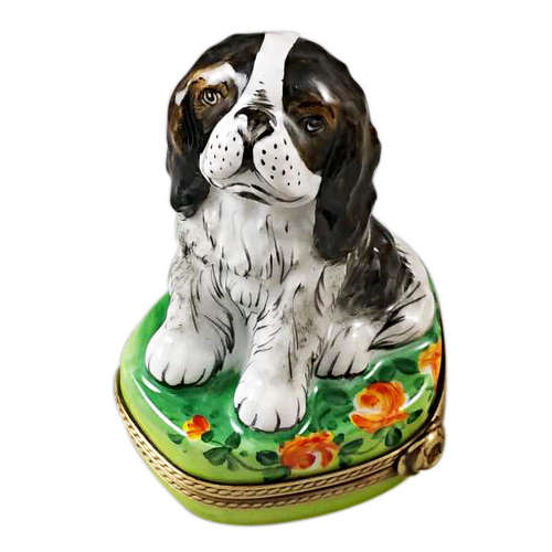 Rochard Tri Color King Charles Spaniel Limoges Box