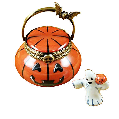 Rochard Jack O Lantern Pail with Removable Ghost Limoges Box