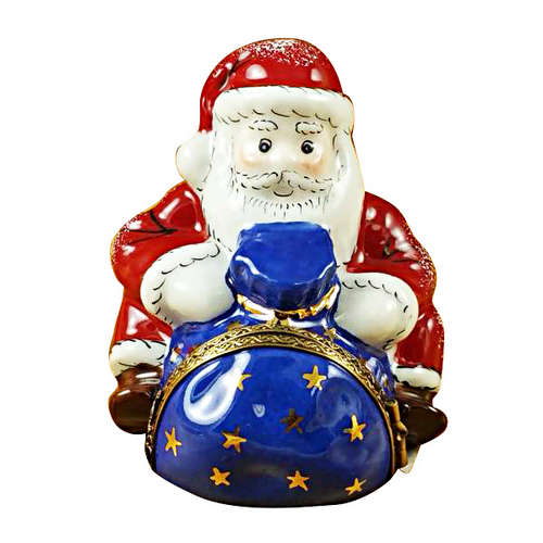 Rochard Santa Sitting with Gift Bag Limoges Box