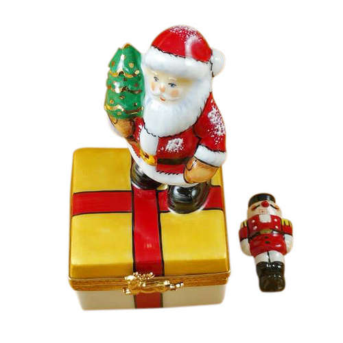 Rochard Santa on Present with Nutcracker Limoges Box