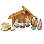 Rochard Ten Piece Mini Hinged Nativity with Porcelain Stable