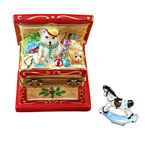 Rochard Christmas Toy Chest with Rocking Horse Limoges Box