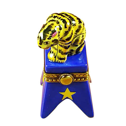 Rochard Circus Tiger on Blue Base Limoges Box