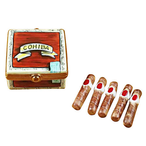 Rochard Cigar Box with Removable Cigars Limoges Box