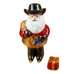 Rochard Santa with Cowboy Hat, Boots, Rope and Removable Present