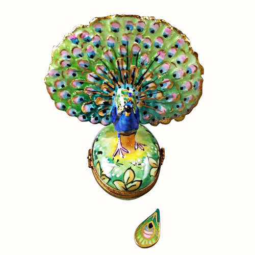 Rochard Peacock with Removable Feather Limoges Box