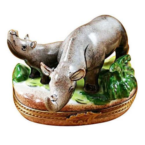 Rochard Rhino with Baby Limoges Box