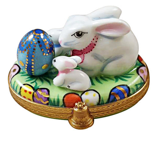 Rochard Bunny with Egg and Babies Limoges Box