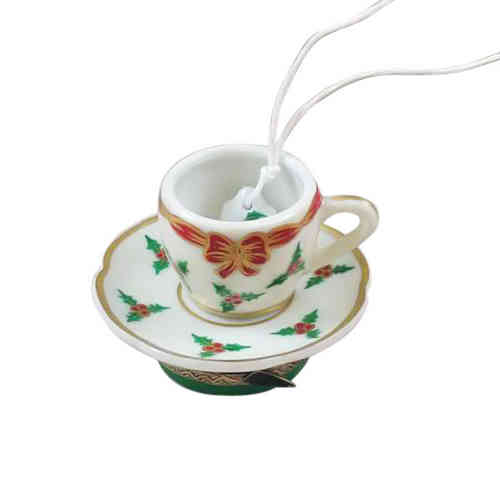 Rochard Christmas Teacup with Teabag Limoges Box