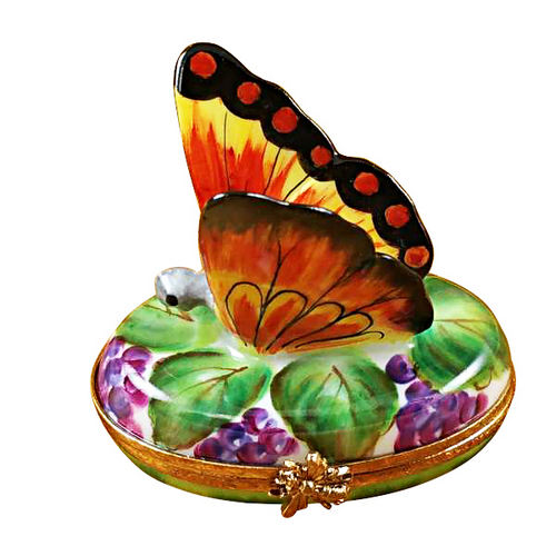 Rochard Butterfly on Grapes Limoges Box